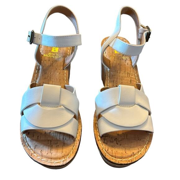 White Mountain Cork Platform Wedge Sandals Strappy Upper Retro 80s NEW Size 6 - Picture 2 of 11